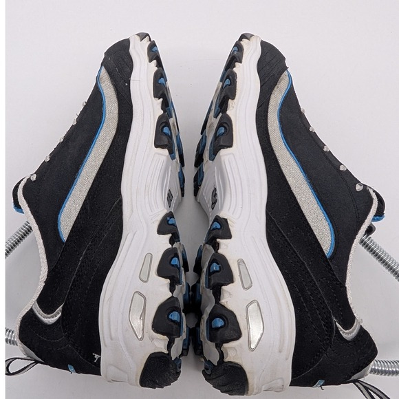 Skechers Sport Shoes Women Size 8 Black Blue Silver D'Lites Chunky Sneakers - Picture 6 of 14